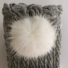Knee High Socks with Poms Pom | Grey & White