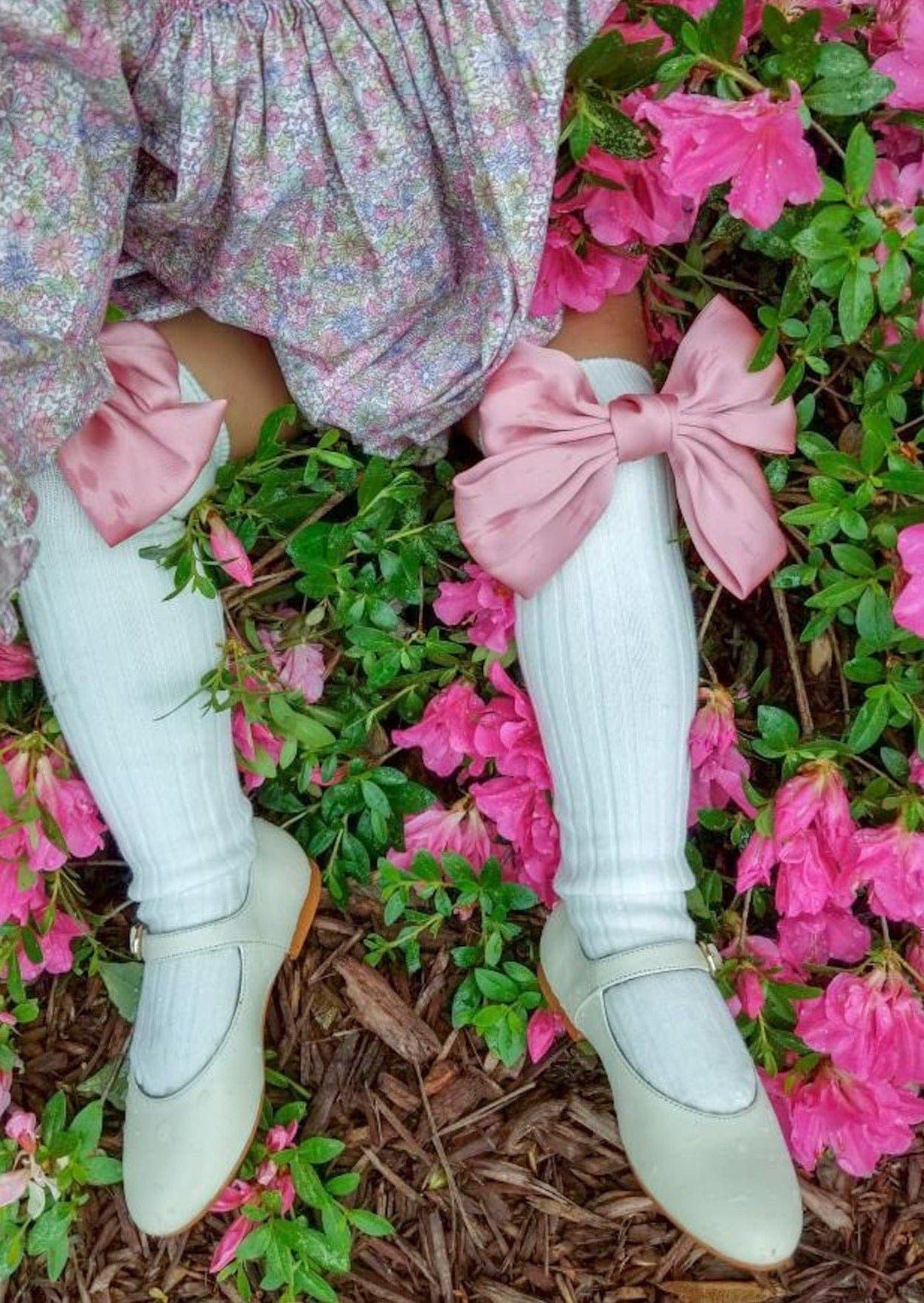 Abigail Satin Bow Socks | Mauve