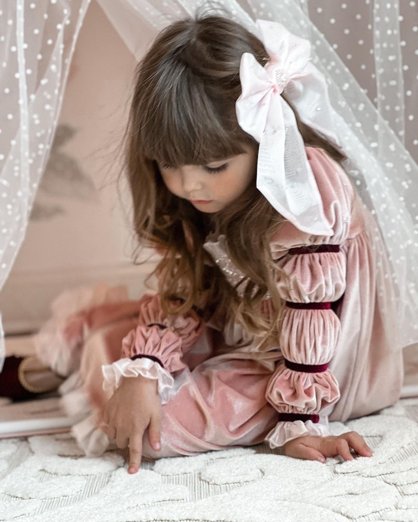 Juliette Pink Organza Hair Bow | Pink