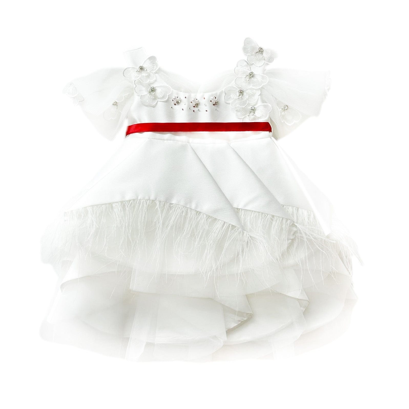 Girl | Constanza Ceremony Dress with Bow | White x Red