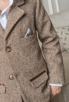 Boys | Herringbone Tweed Jacket | Brown