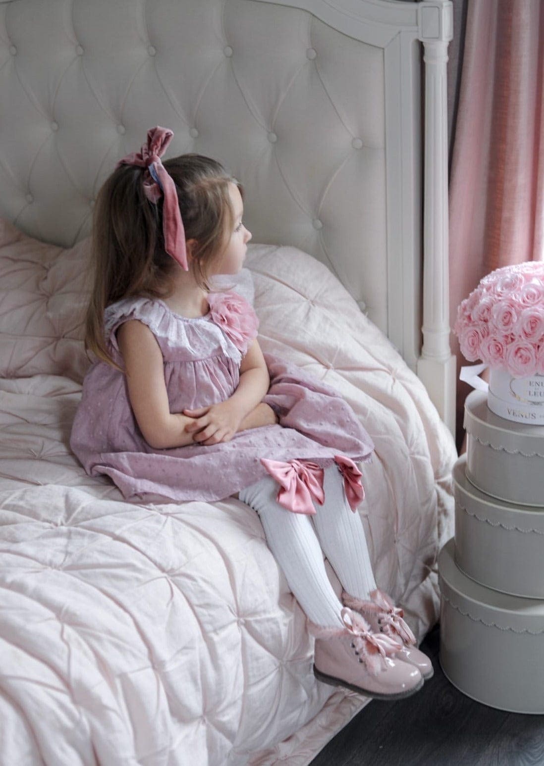 Abigail Satin Bow Socks | Mauve