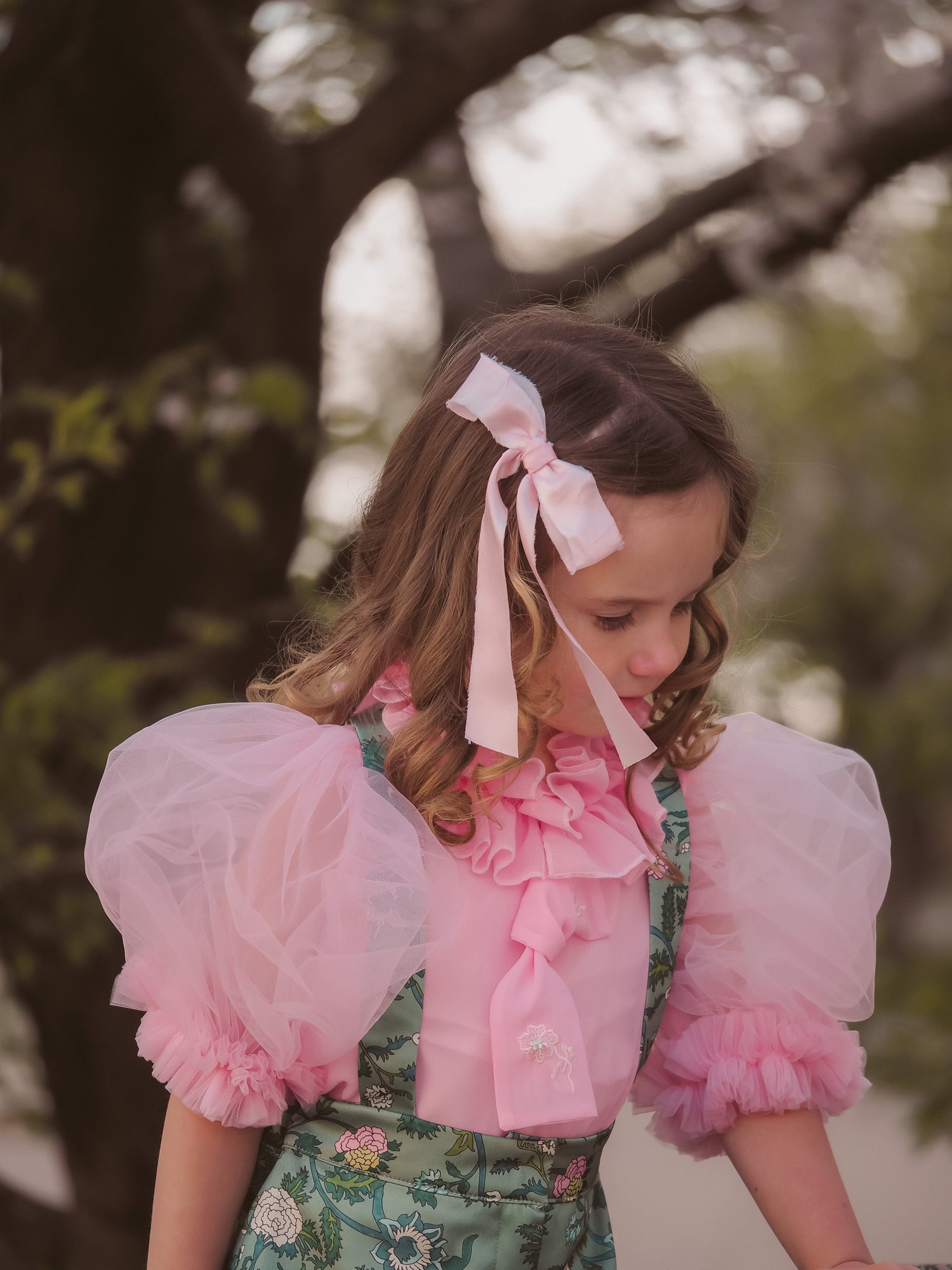 Baby Girls | Eva Skirt and Blouse and Floral Tulle Set | Pink & Green