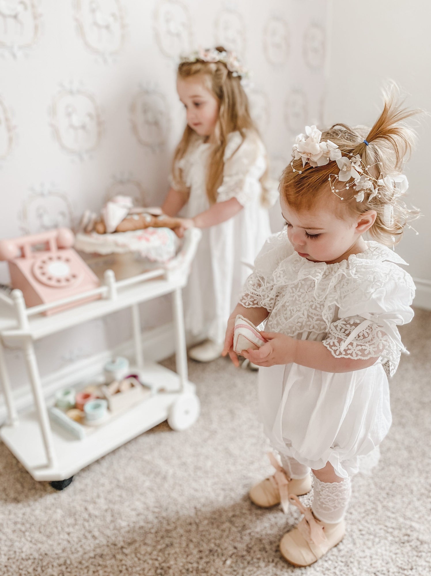 Katherine Embroidered Linen Romper | White