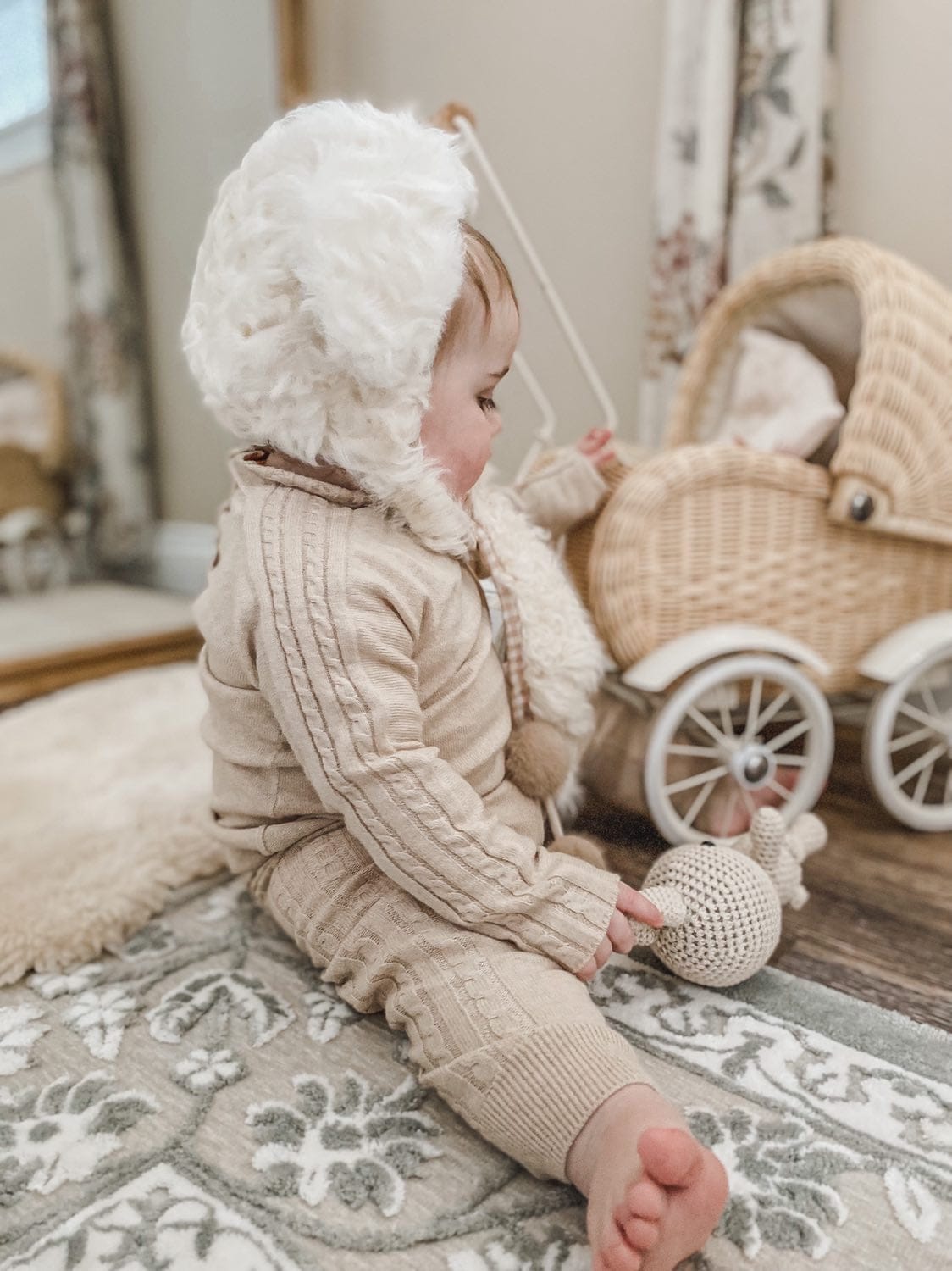 Baby Unisex | Cableknit Top and Pants Set | Oatmeal