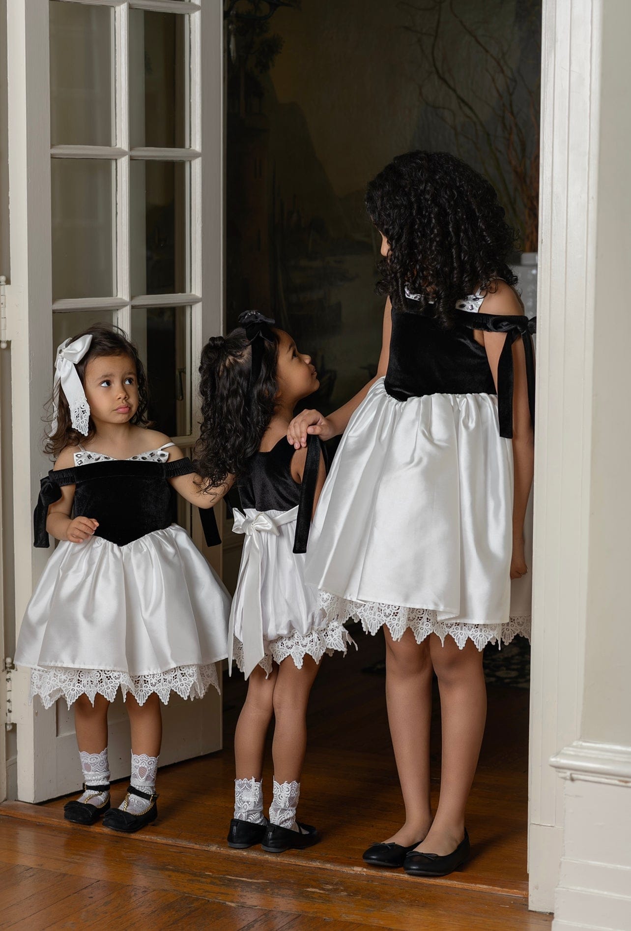 Audrey Black Velour Top and White Tulle Romper | Black