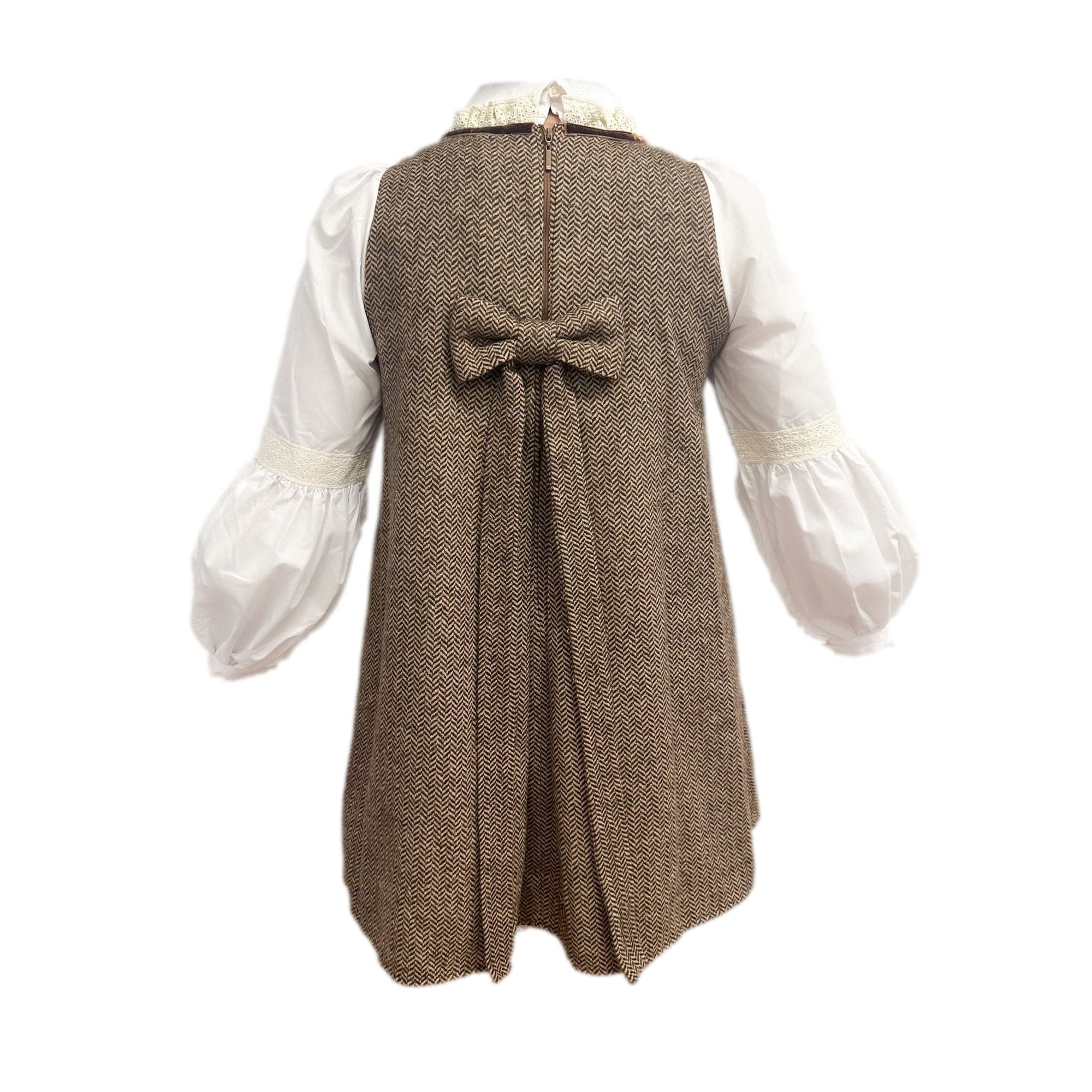 Women | Herringbone Tweed Mom Dress | Brown
