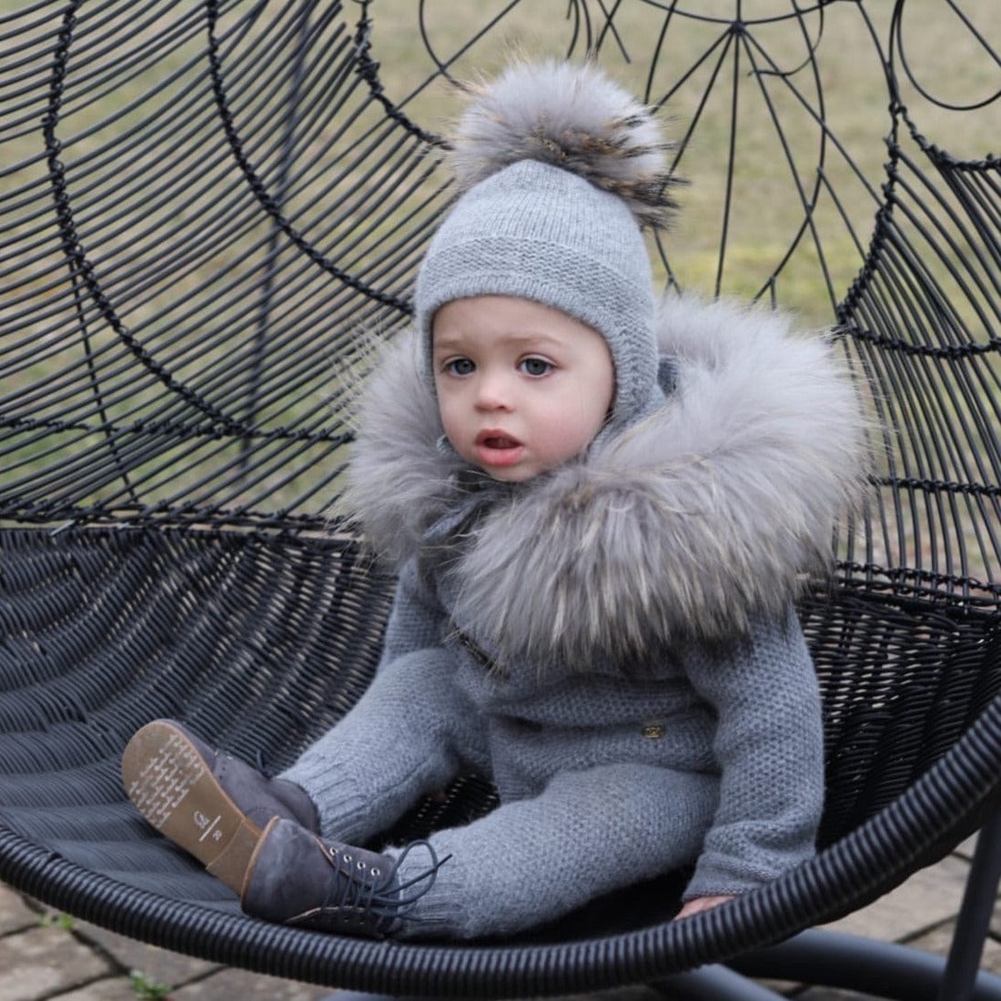 Cashmere Pram Coat with Grey Trim - Petit Maison Kids