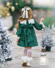 Baby Girls | Everly Damask Velour Dress | Green