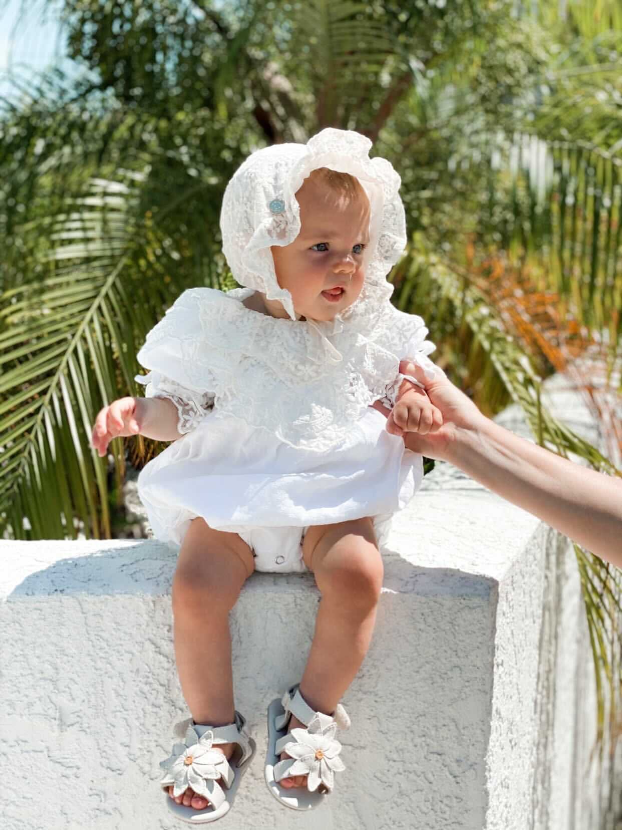 Katherine Embroidered Linen Romper | White