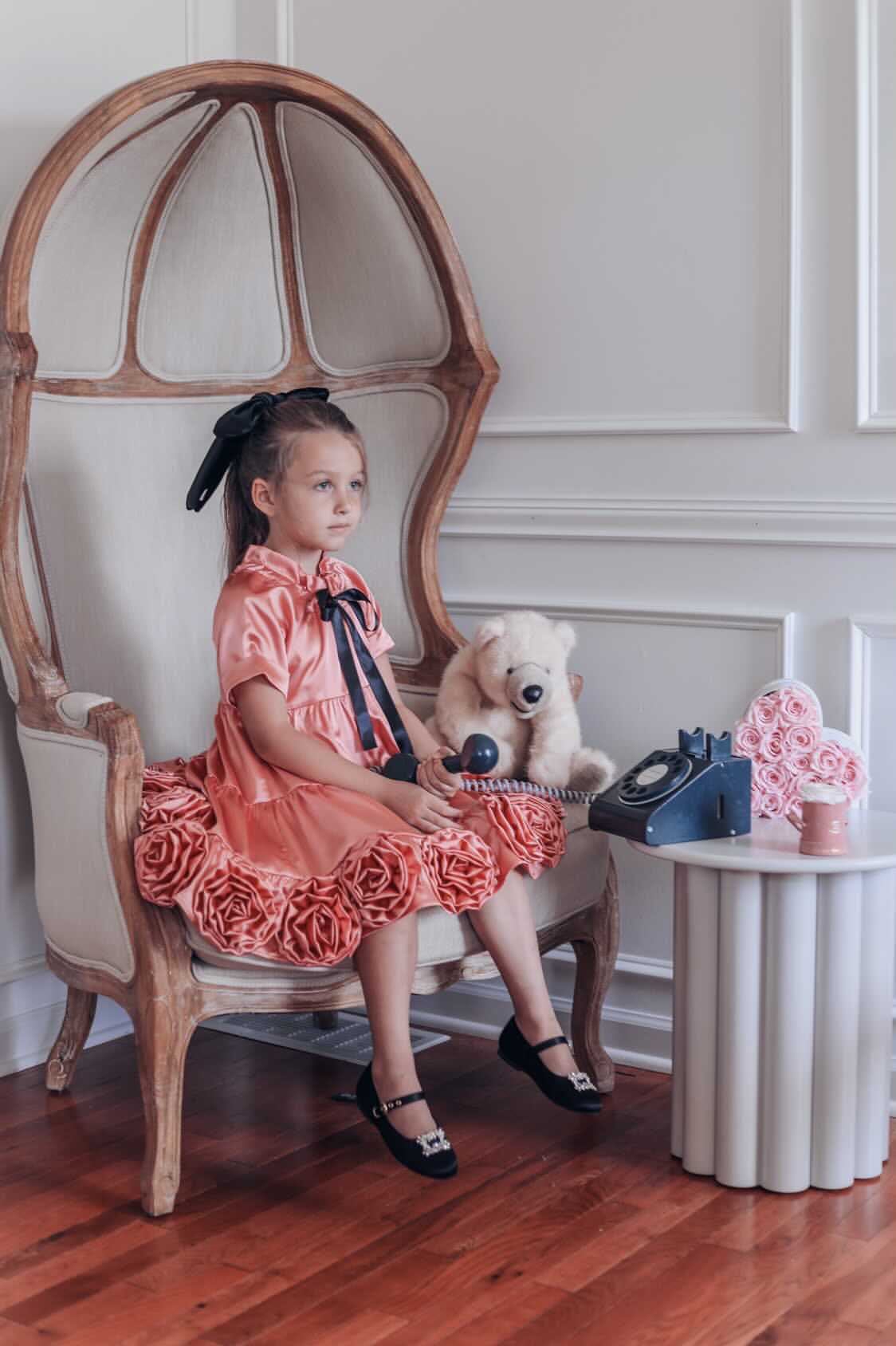 Satin Rose Dress - Petite Maison Kids