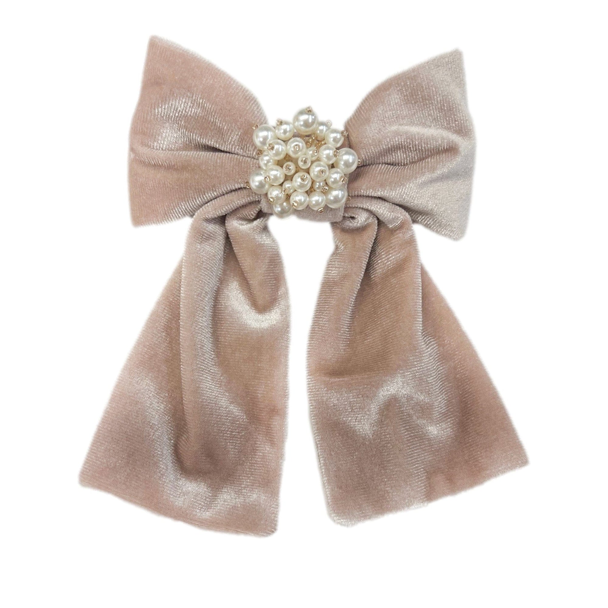 Dusty Pink Velour Hair Bow - Petite Maison Kids