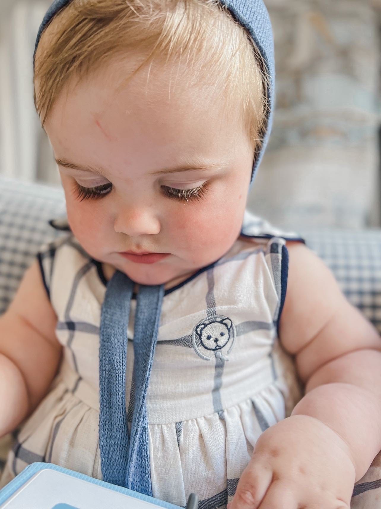 Checkered Linen Romper - Petite Maison Kids