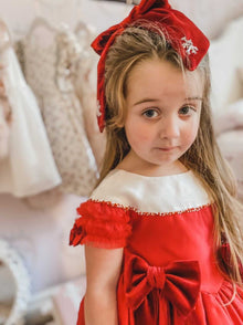 Holly Red Velvet Hair Bow - Petite Maison Kids