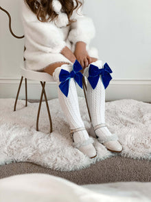 Knee High Socks | Royal Blue & White