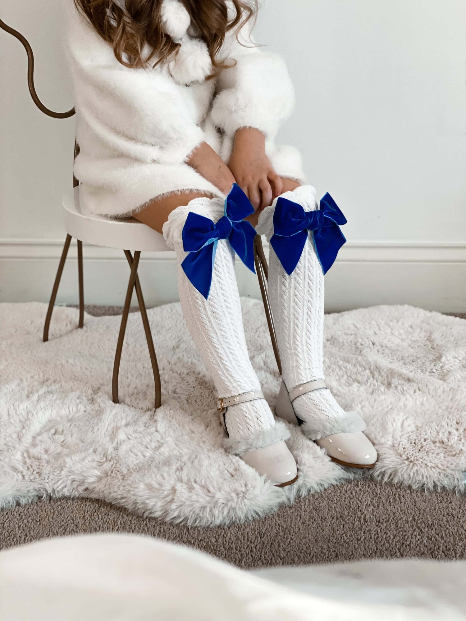 Knee High Socks | Royal Blue & White