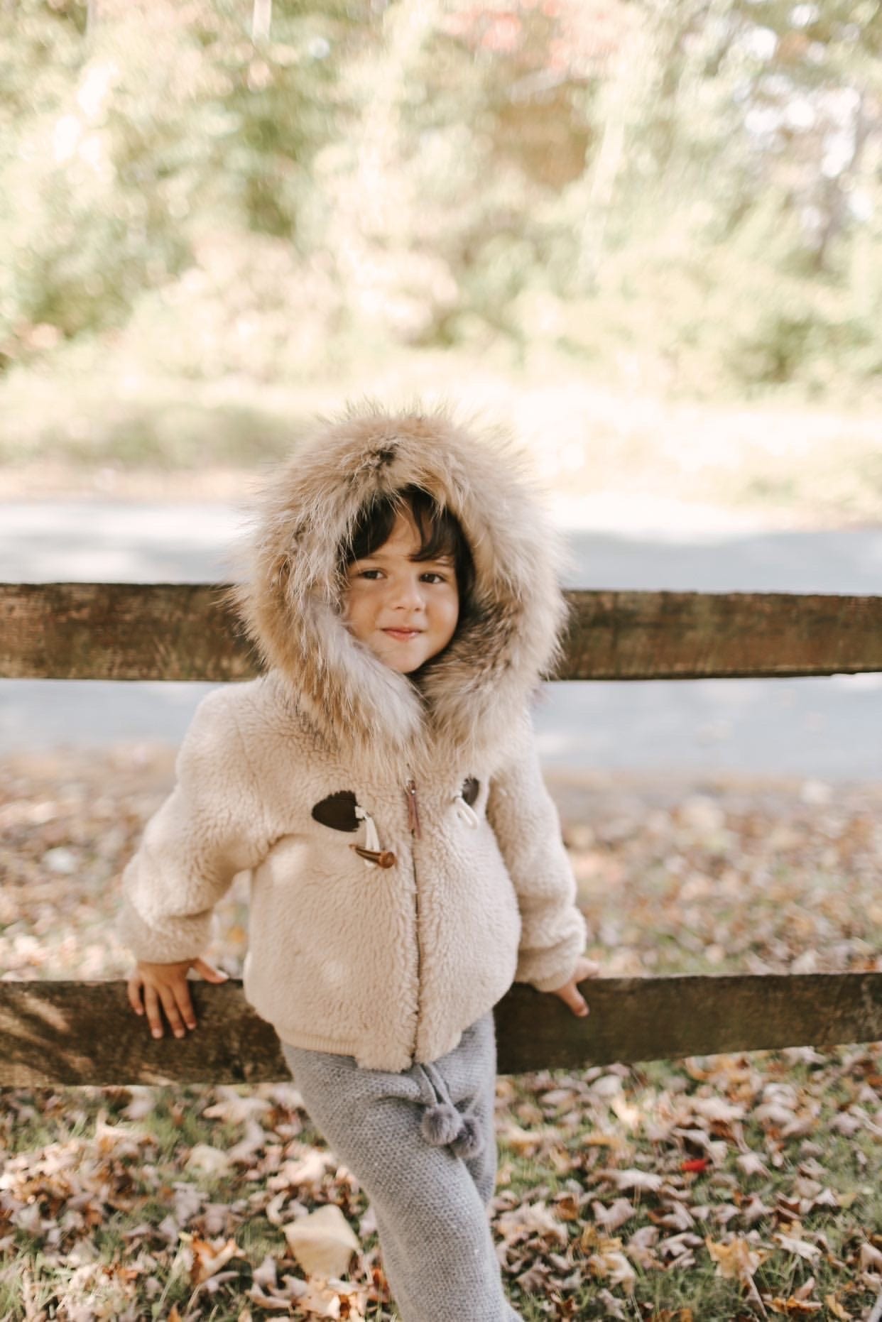 Shearling Camel Bomber Coat Faux Fur - Petite Maison Kids