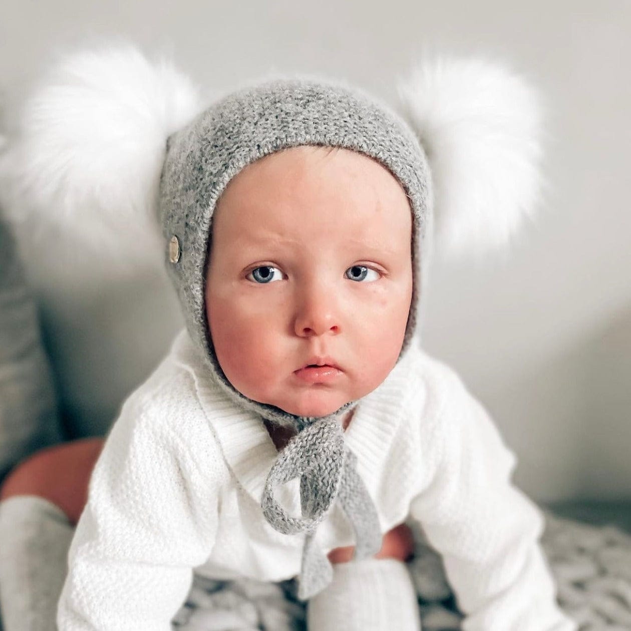 Baby Unisex | Honeycomb Faux Fur Bonnet | Grey