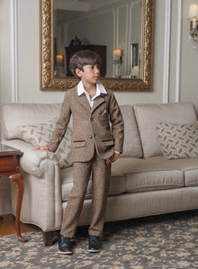 Boys | Herringbone Tweed Pants | Brown