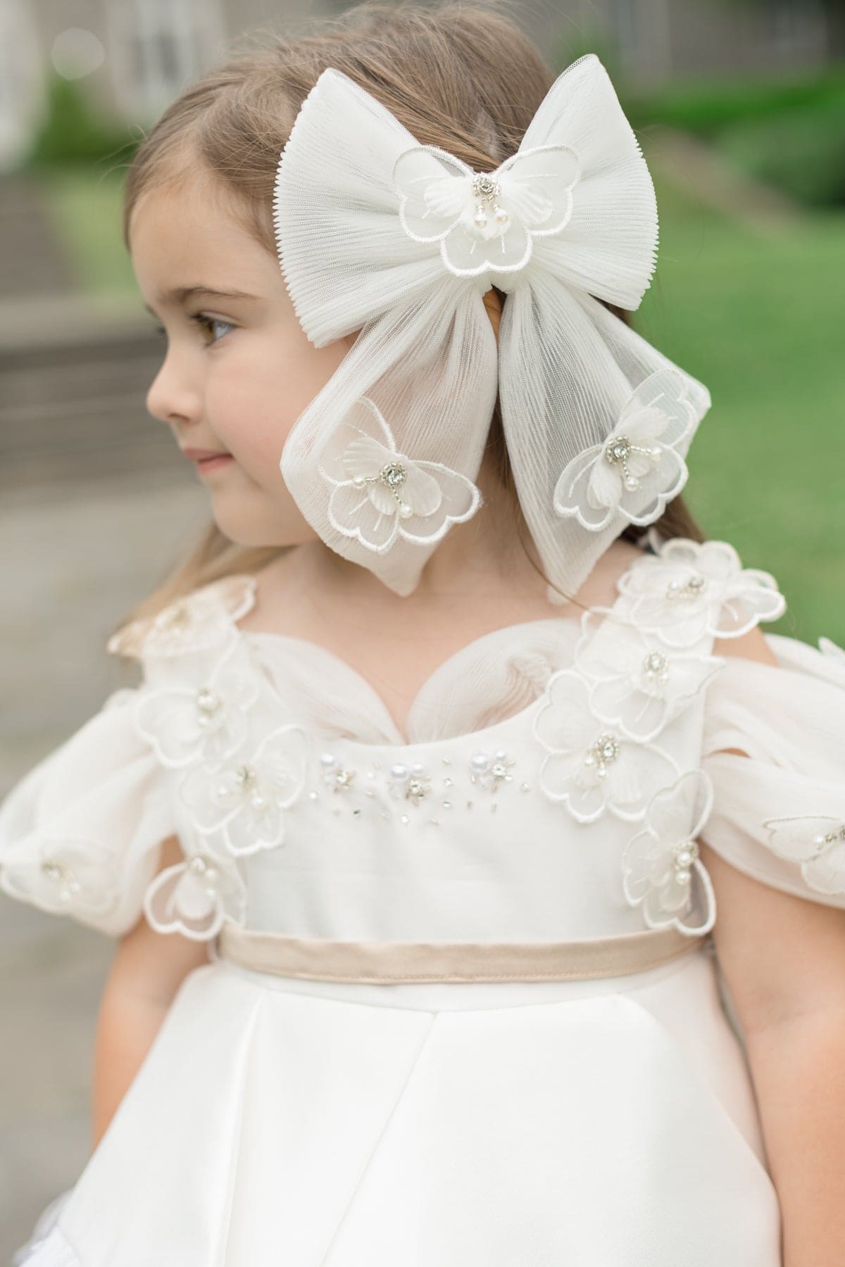 Constanza Tulle Hair Bow | White