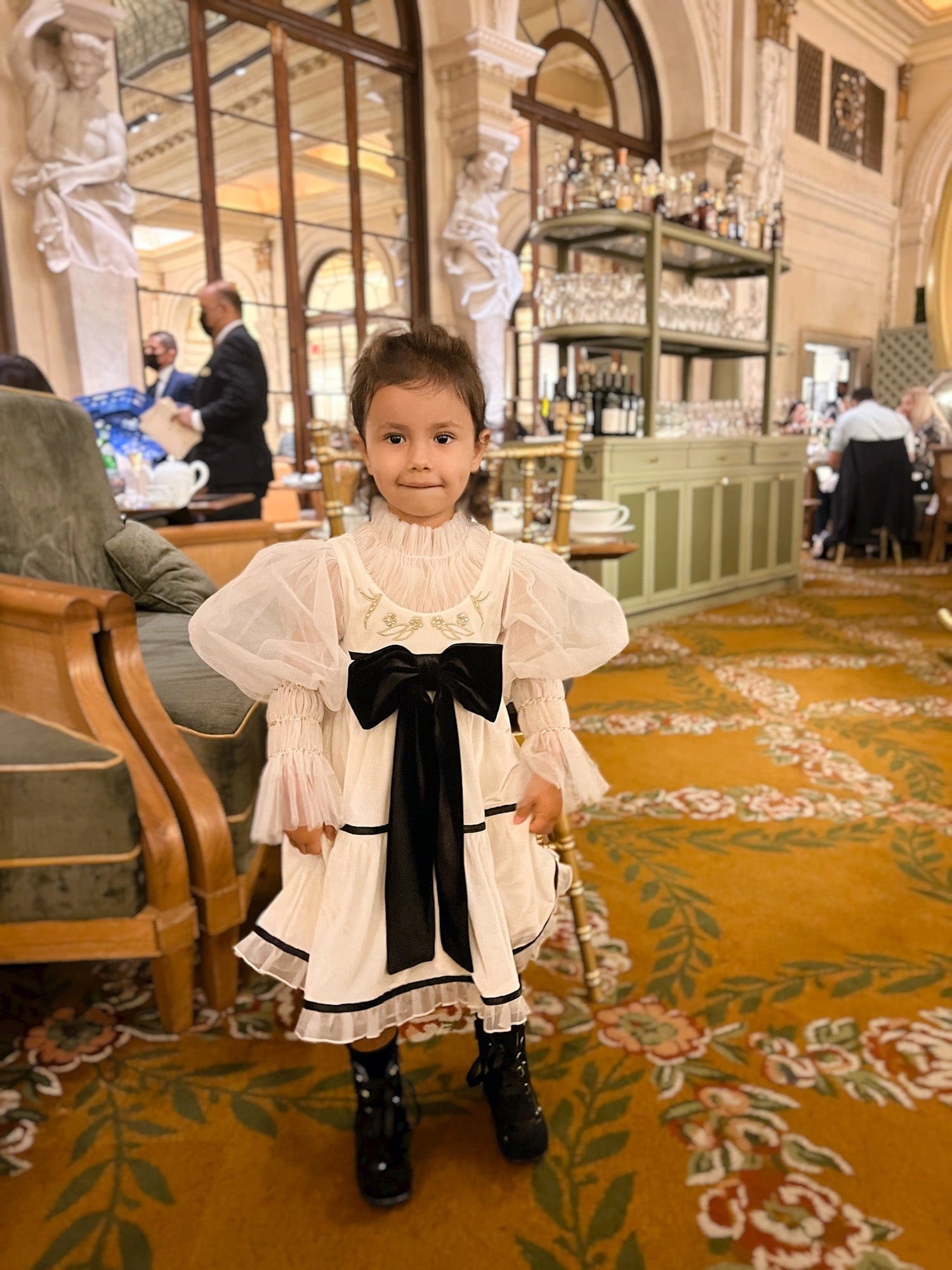 Aurora Ivory Velour Dress - Petite Maison Kids