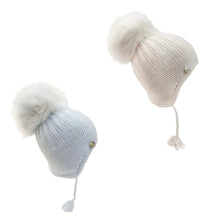 Baby Unisex | London Cashmere Faux Fur Aviator Hat | Baby Blue & Beige