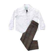 Boy | Blair Estate Tweed Shirt and Pants Set | White x Brown