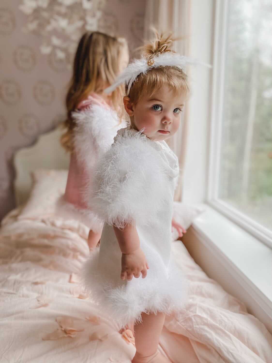Ella Knit White Feather Dress - Petite Maison Kids