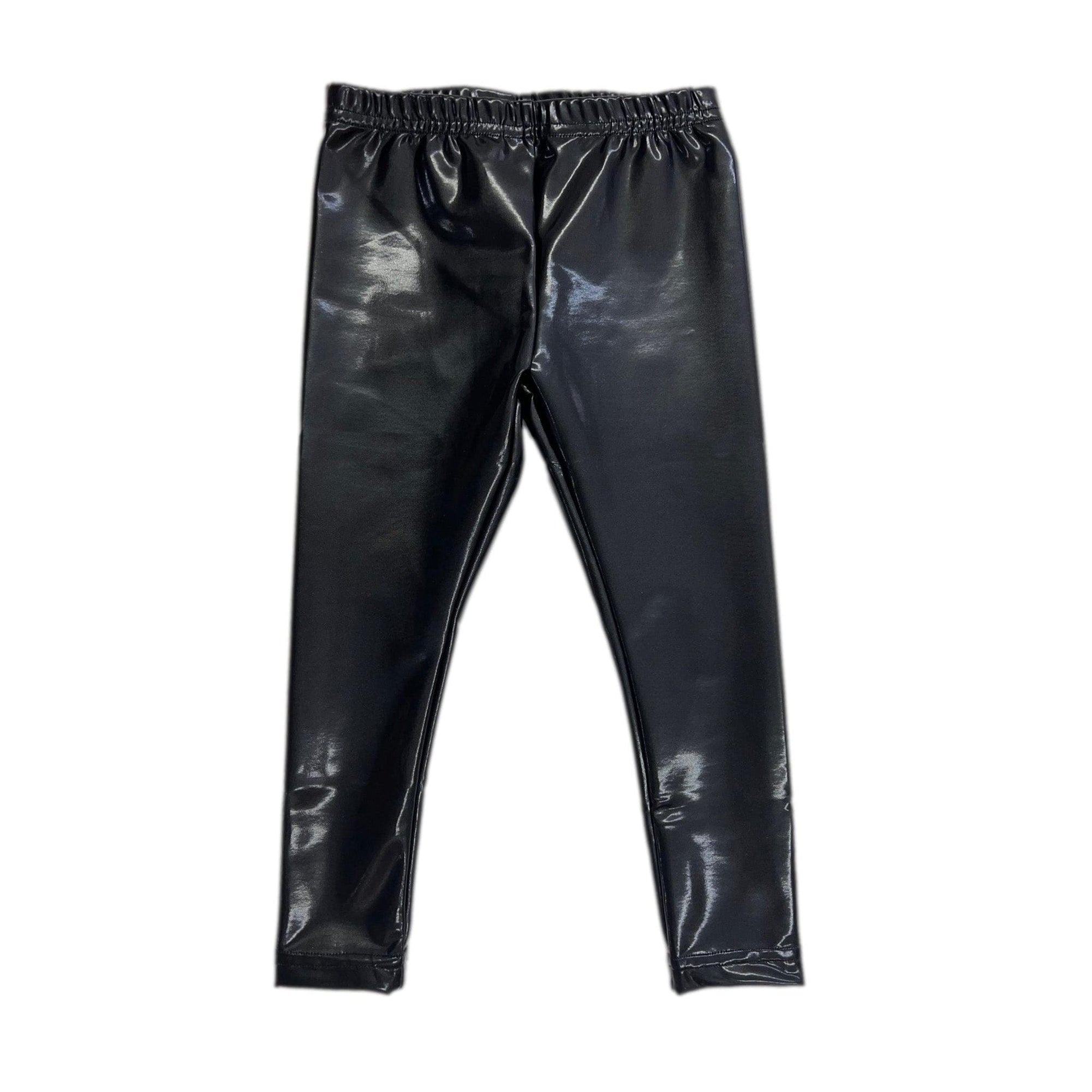 Baby Girls | Liquid Vegan Leather Leggings | Black