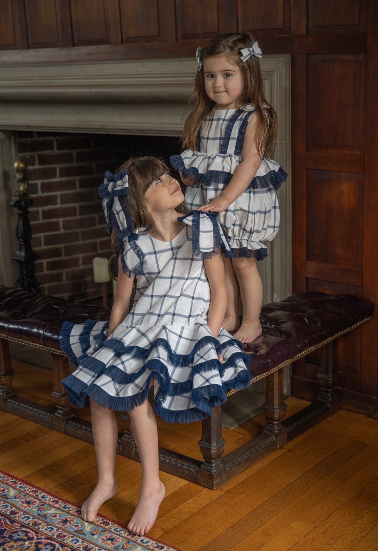Checkered Linen Tulle Dress - Petite Maison Kids