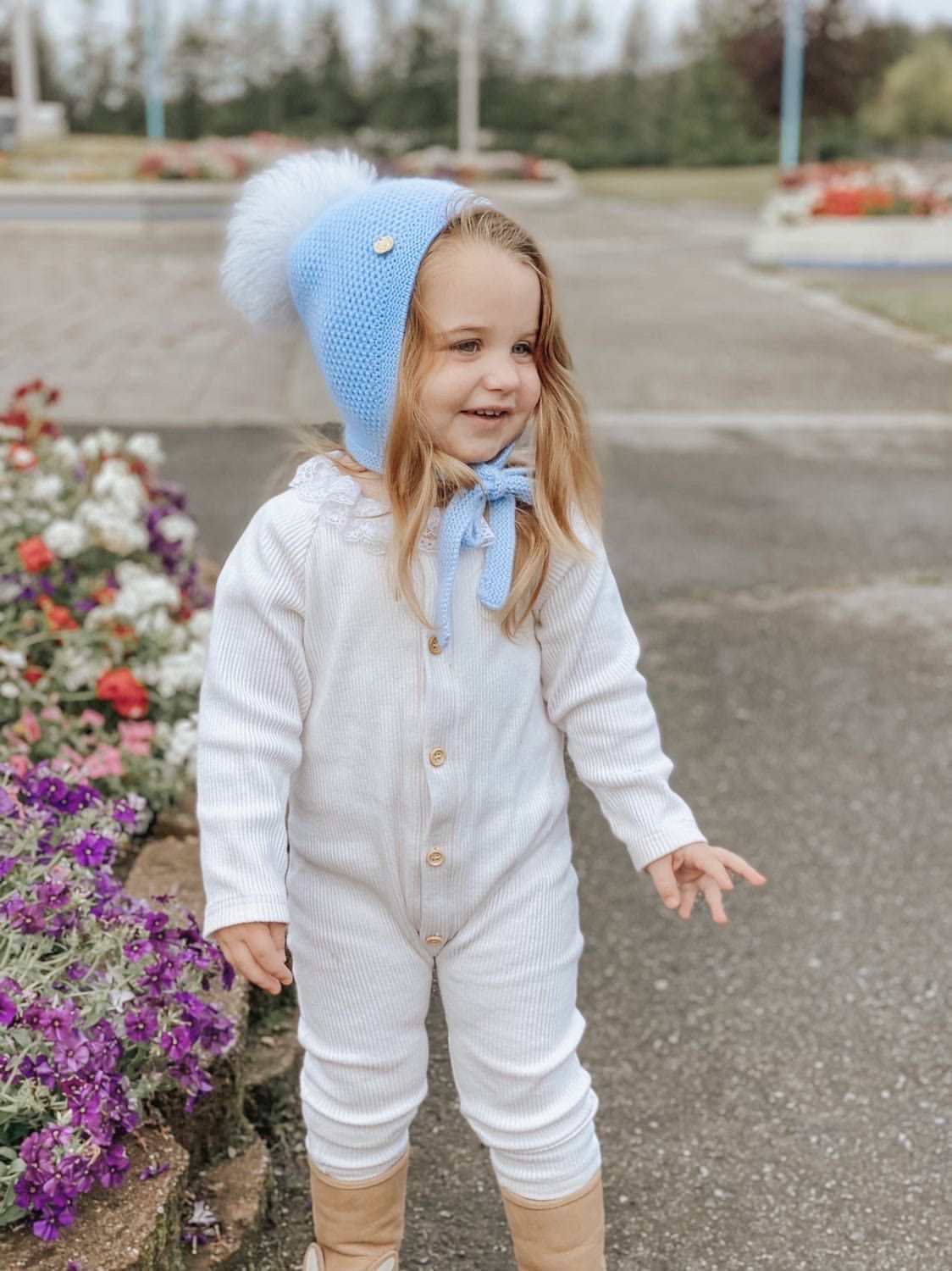 Baby Unisex | Honeycomb Cashmere Bonnet | Blue