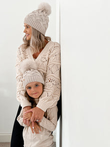 Women | Sandstone Merino Wool Adult Beanie Hat | Beige