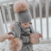 Honeycomb Grey Cashmere Pom Scarf - Petite Maison Kids