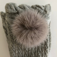 Knee High Socks with Poms Pom | Grey
