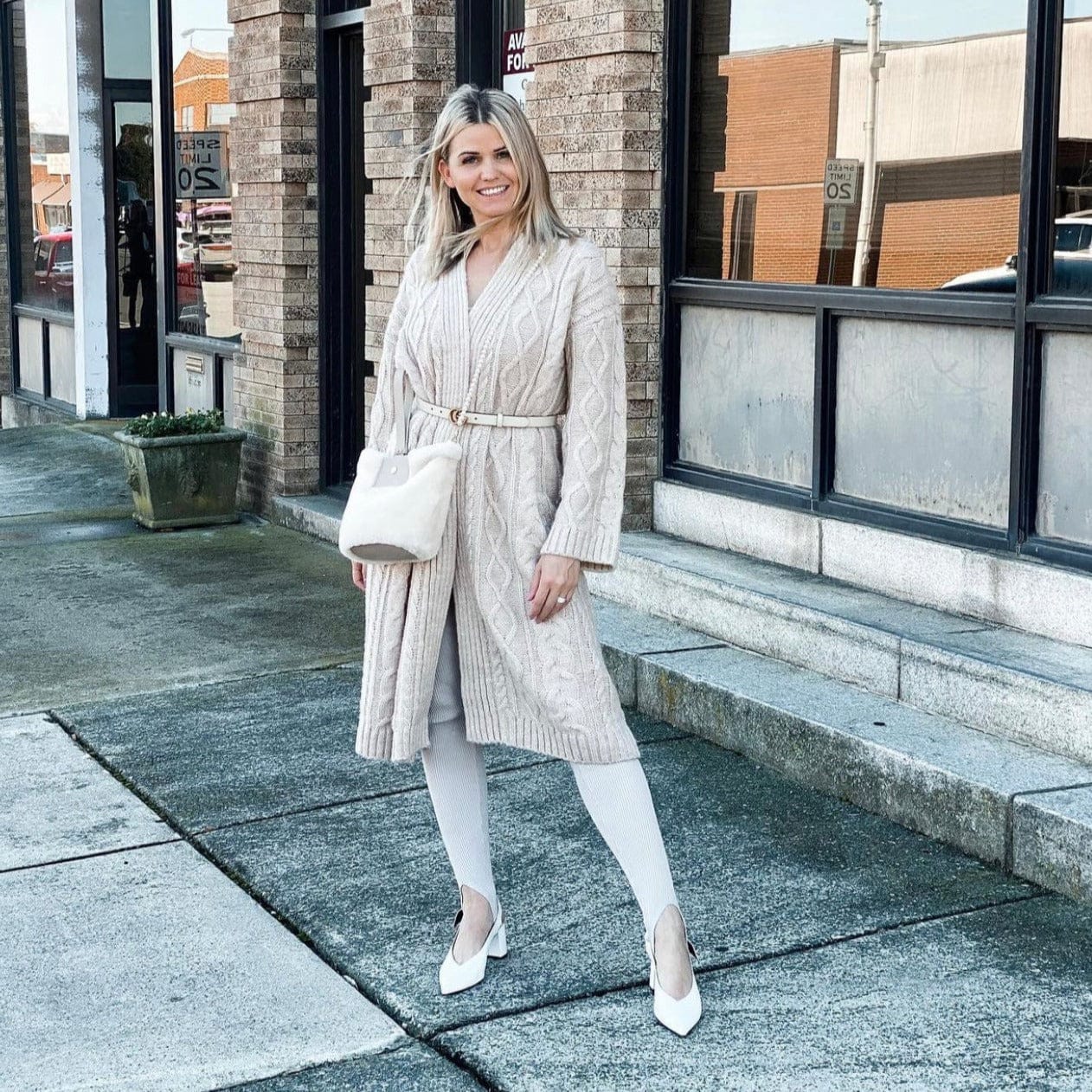 Grande Shearling Pearl Bag | Pearl