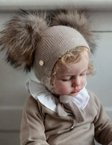 Honeycomb Beige Cashmere Bonnet - Petite Maison Kids