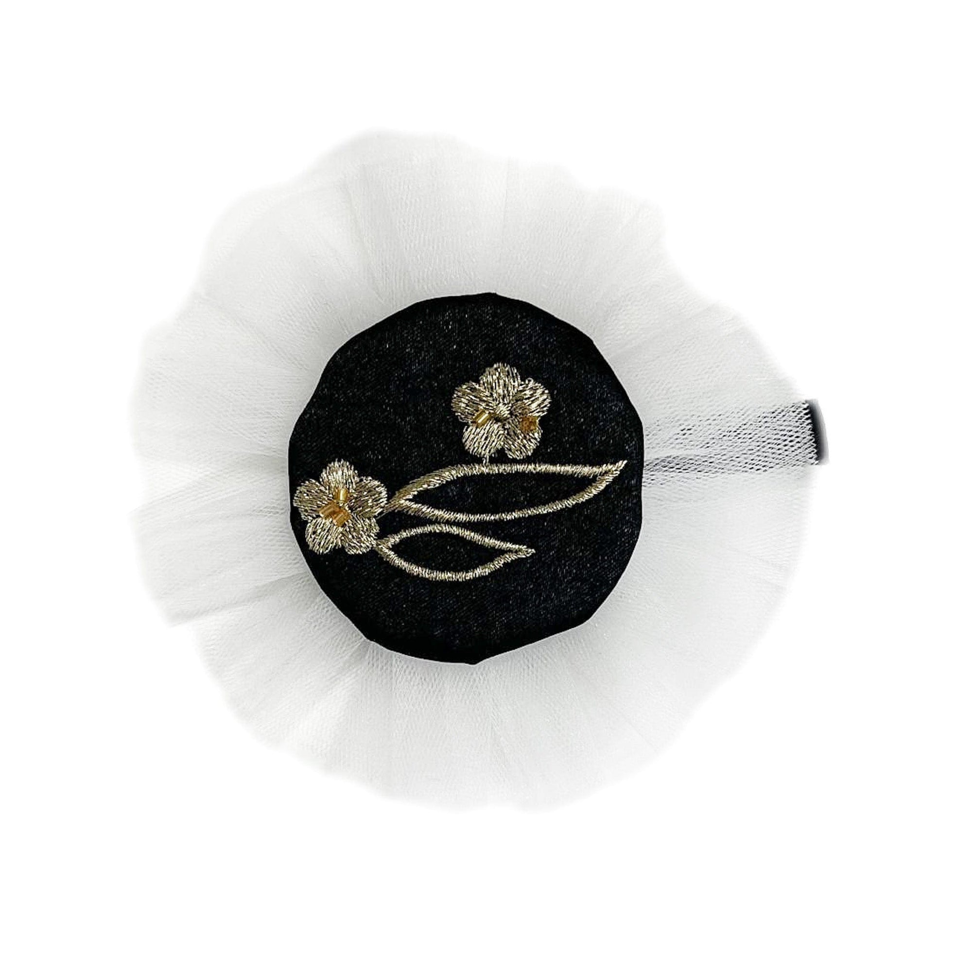 Aurora Embroidered and Hair Clip | White & Black