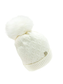 Baby Unisex | Parker Merino Wool Faux Fur Beanie Hat | Ivory