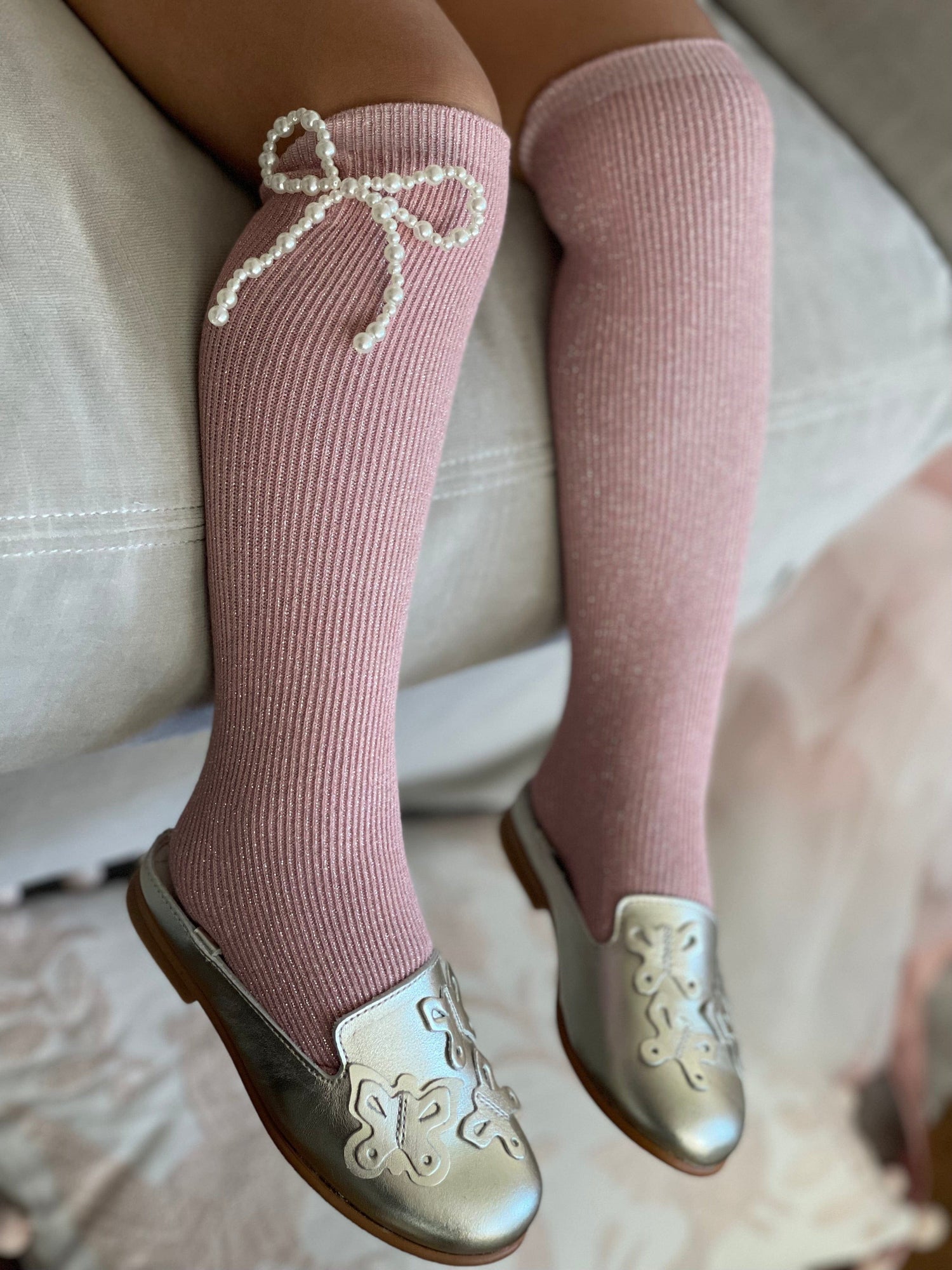 Perla Shimmer Socks | Pink