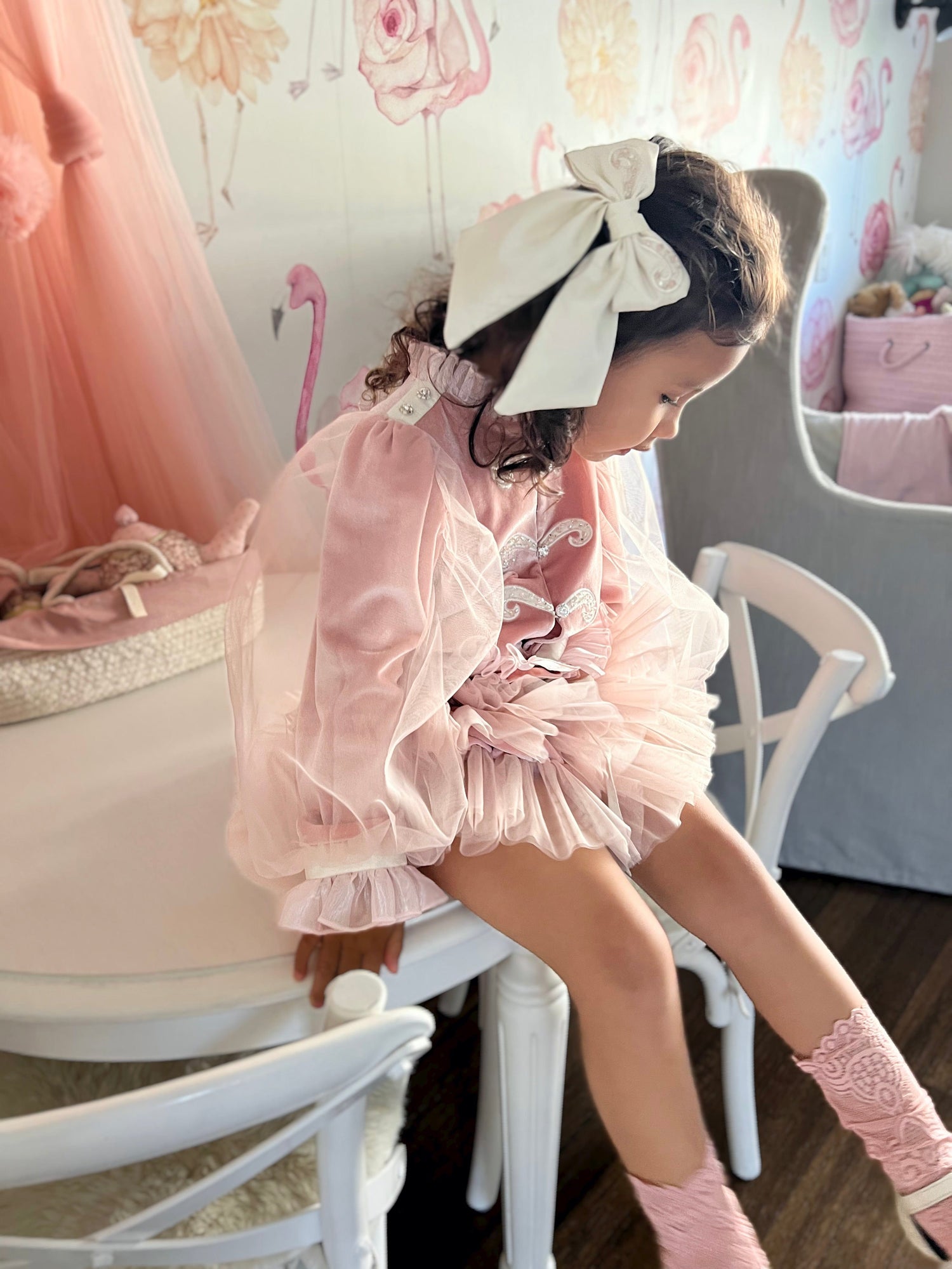 Clara Pink Velour Jacket and Bloomers Set | Pink
