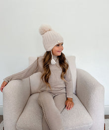 Unisex | London Cashmere Aviator Hat | Beige