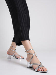 Stephanie Mid Block Sandal | Silver