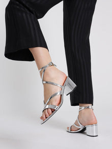 Stephanie Mid Block Sandal | Silver
