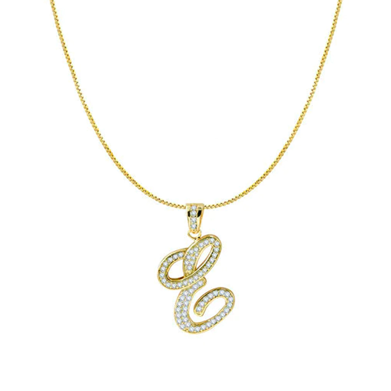 The Iced Out Script Initial Necklace | 18KT Gold Vermeil & Sterling Silver