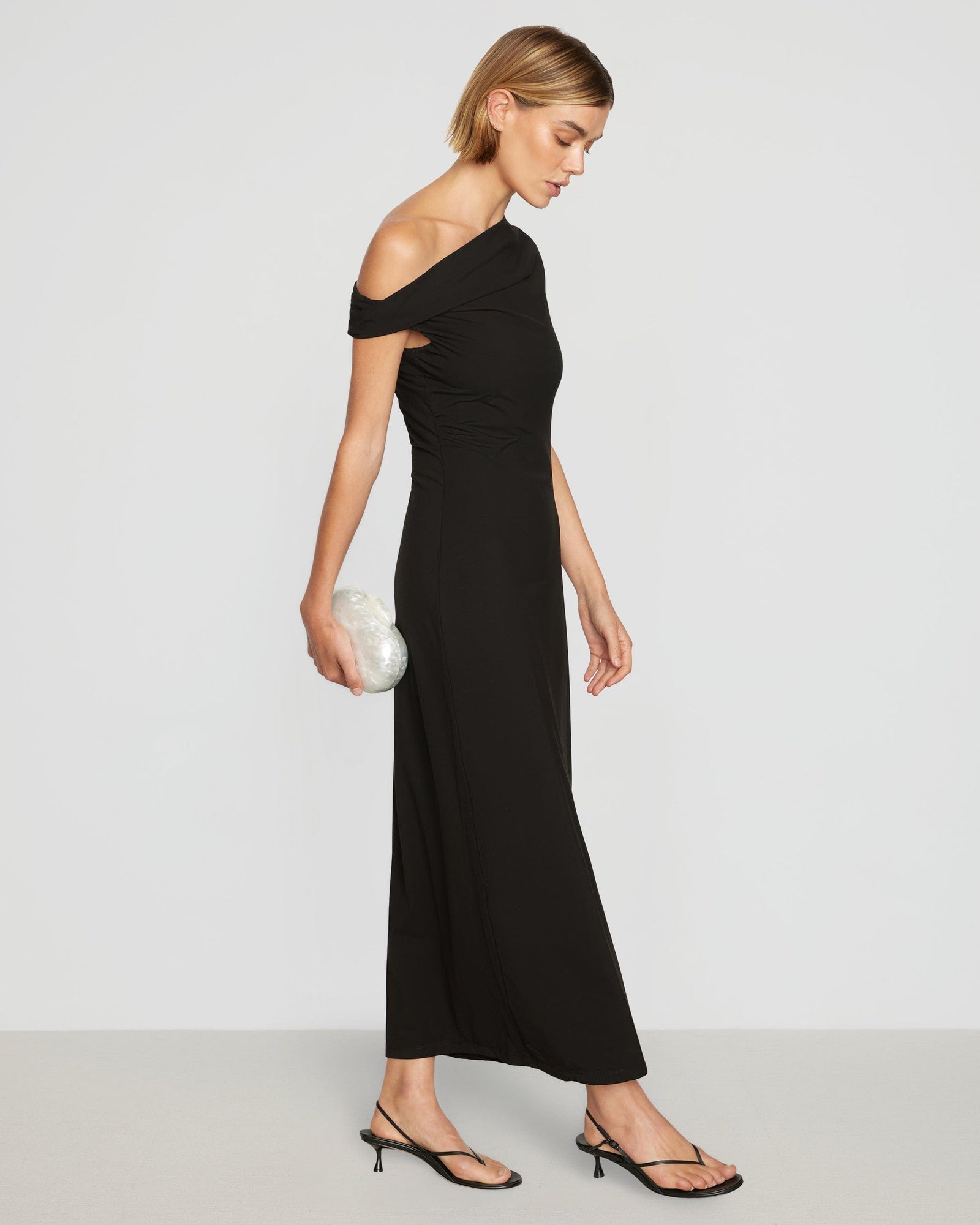 Iryna Asymmetric Off-Shoulder Dress | Black