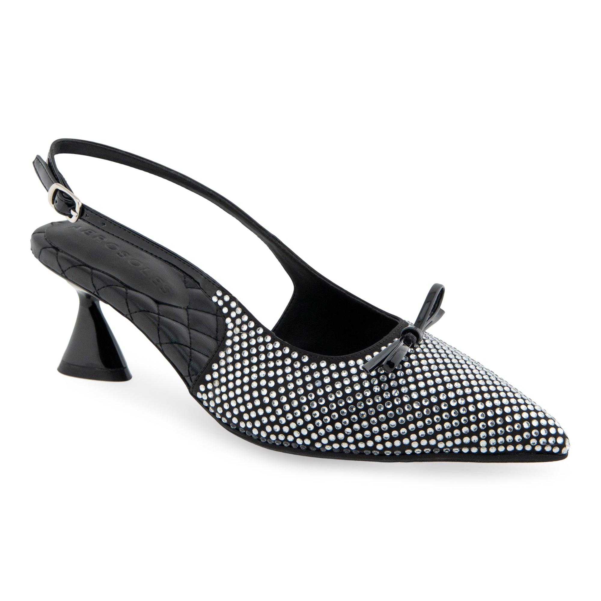 Janice Dress Slingback | Black Satin Satin