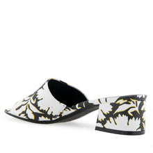 Como Sandal Dress Block Heel | Bright White/Black Printed Floral Faux Leather