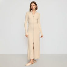 Janne Ribbed Two-Way Zip Sweater Dress | Light Latte
