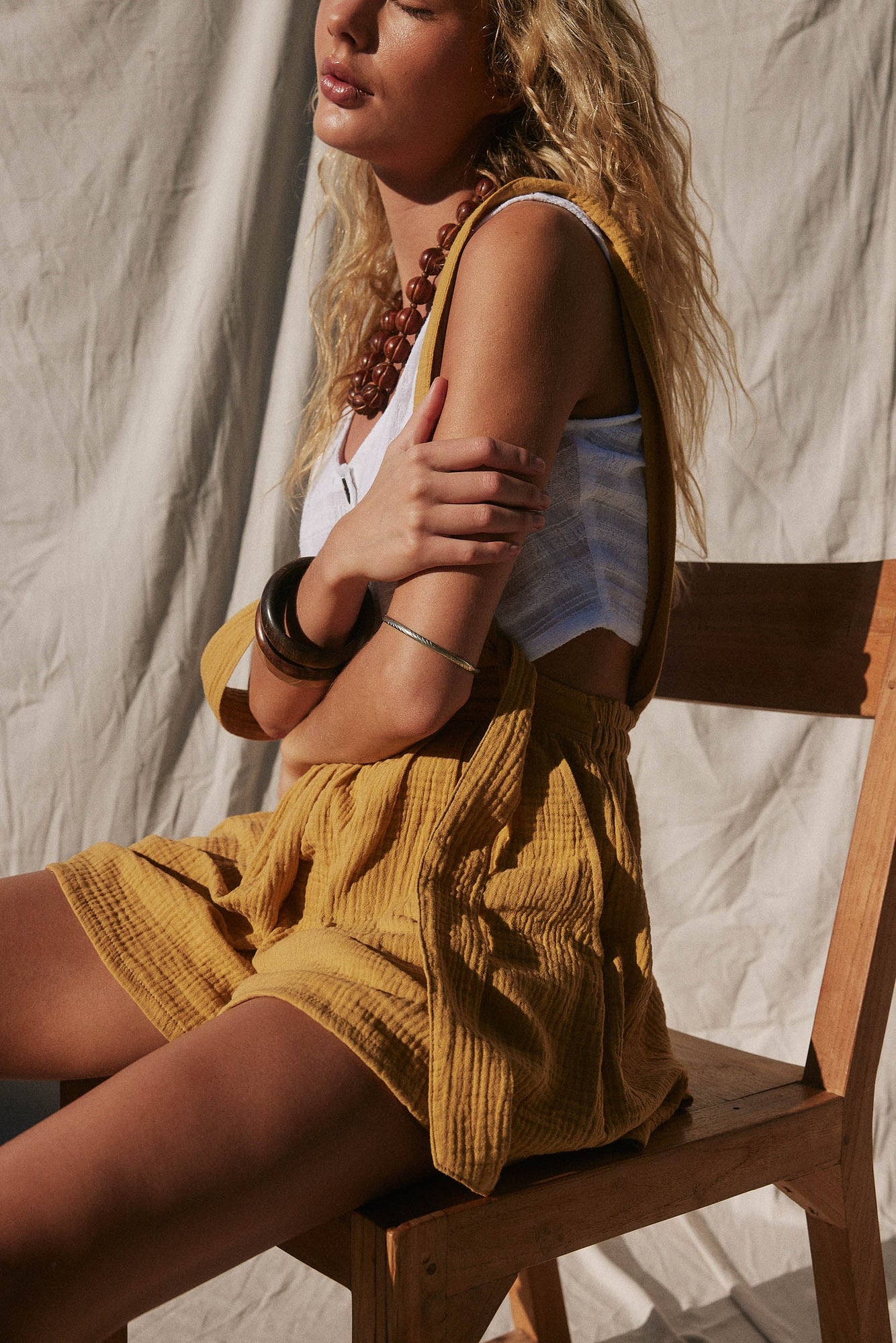 Athena Overall Shorts | Honey Gold