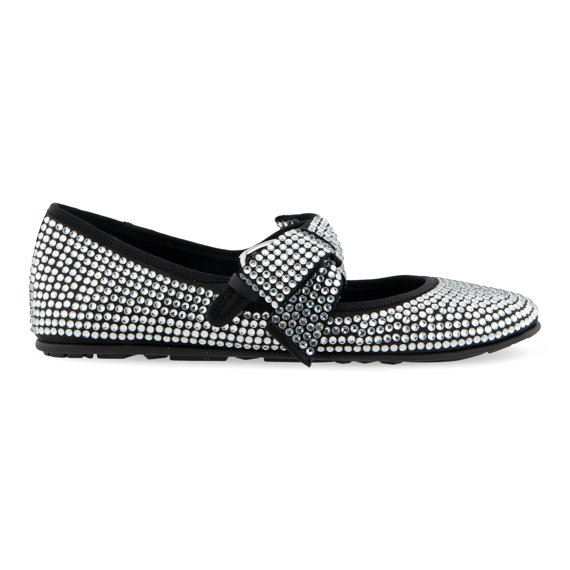 Poppy Casual Flat | Black Satin Polyester/Thermoplastic Elastomers